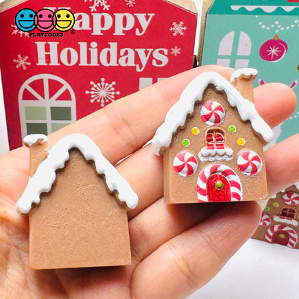 Gingerbread House Peppermint Holiday Cabochon Flatback Charm Decoden Charm