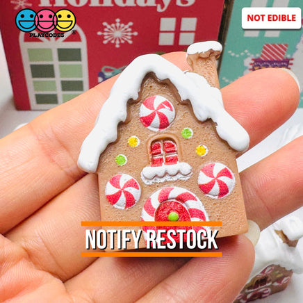 Gingerbread House Peppermint Holiday Cabochon Flatback Charm Decoden Charm