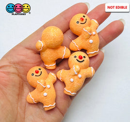 Gingerbread Man Charms Cute Sliding Santa Hat Christmas Holiday 3 Variant Cabochons Decoden 4 pcs PLAYCODE3 LLC Charm