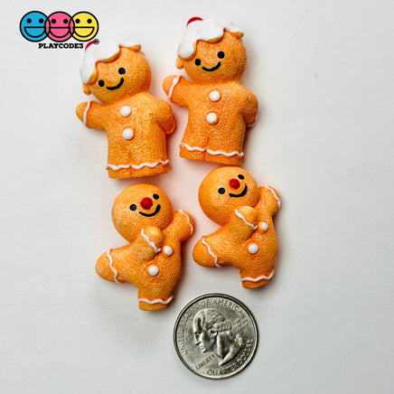 Gingerbread Man Charms Cute Sliding Santa Hat Christmas Holiday 3 Variant Cabochons Decoden 4 pcs PLAYCODE3 LLC hat
