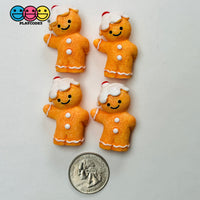 Gingerbread Man Charms Cute Sliding Santa Hat Christmas Holiday 3 Variant Cabochons Decoden 4 pcs PLAYCODE3 LLC Charm