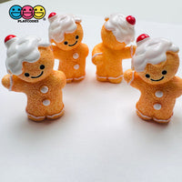 Gingerbread Man Charms Cute Sliding Santa Hat Christmas Holiday 3 Variant Cabochons Decoden 4 pcs PLAYCODE3 LLC Charm