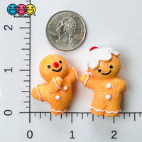 Gingerbread Man Charms Cute Sliding Santa Hat Christmas Holiday 3 Variant Cabochons Decoden 4 pcs PLAYCODE3 LLC Charm