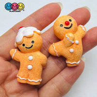 Gingerbread Man Charms Cute Sliding Santa Hat Christmas Holiday 3 Variant Cabochons Decoden 4 pcs PLAYCODE3 LLC Charm