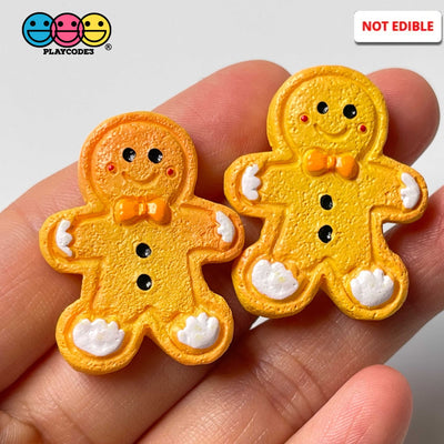 Gingerbread Man Fake Cookie Charm Christmas Cookies Cabochons 10 Pcs
