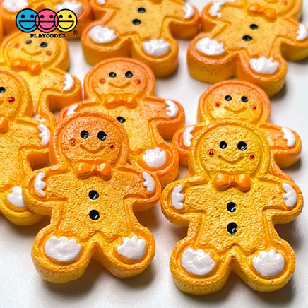 Gingerbread Man Fake Cookie Charm Christmas Cookies Cabochons 10 Pcs