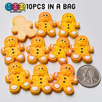 Gingerbread Man Fake Cookie Charm Christmas Cookies Cabochons 10 Pcs