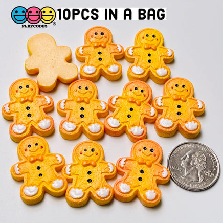 Gingerbread Man Fake Cookie Charm Christmas Cookies Cabochons 10 Pcs