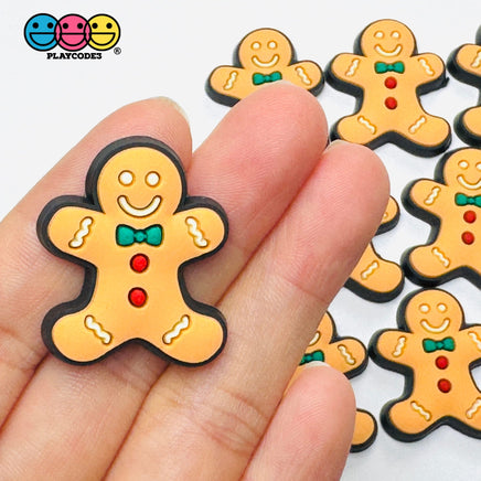 Shoe Charms Bendable Gingerbread Man Holiday Christimas Crocs Flatback Cabochons Slime Supply Fake Backe Decoden 10 pcs