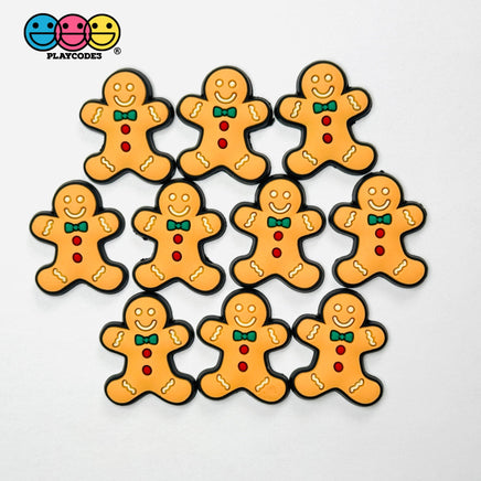 Shoe Charms Bendable Gingerbread Man Holiday Christimas Crocs Flatback Cabochons Slime Supply Fake Backe Decoden 10 pcs