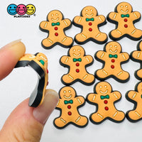 Shoe Charms Bendable Gingerbread Man Holiday Christimas Crocs Flatback Cabochons Slime Supply Fake Backe Decoden 10 pcs