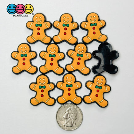 Shoe Charms Bendable Gingerbread Man Holiday Christimas Crocs Flatback Cabochons Slime Supply Fake Backe Decoden 10 pcs