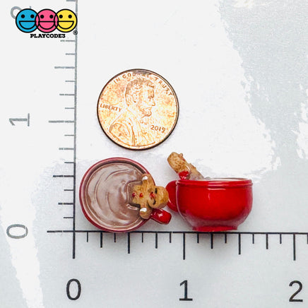 3D Gingerbread Man In Hot Chocolate Mug Christmas Holiday Cabochons Decoden Charm 5pcs PLAYCODE3 LLC Charm