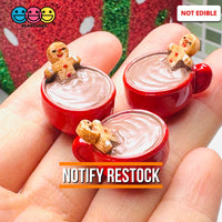 3D Gingerbread Man In Hot Chocolate Mug Christmas Holiday Cabochons Decoden Charm 5pcs PLAYCODE3 LLC Charm