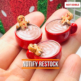 3D Gingerbread Man In Hot Chocolate Mug Christmas Holiday Cabochons Decoden Charm 5pcs PLAYCODE3 LLC Charm