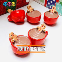 3D Gingerbread Man In Hot Chocolate Mug Christmas Holiday Cabochons Decoden Charm 5pcs PLAYCODE3 LLC Charm