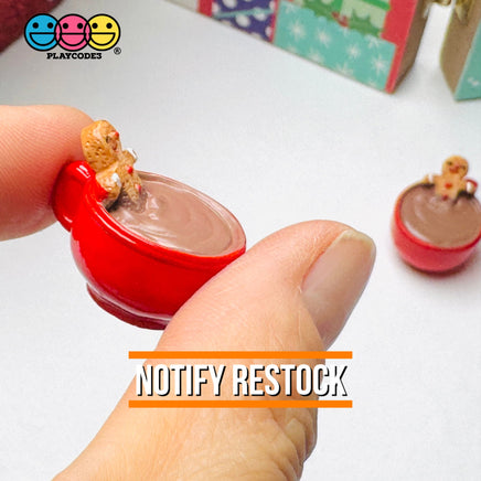 3D Gingerbread Man In Hot Chocolate Mug Christmas Holiday Cabochons Decoden Charm 5pcs PLAYCODE3 LLC Charm