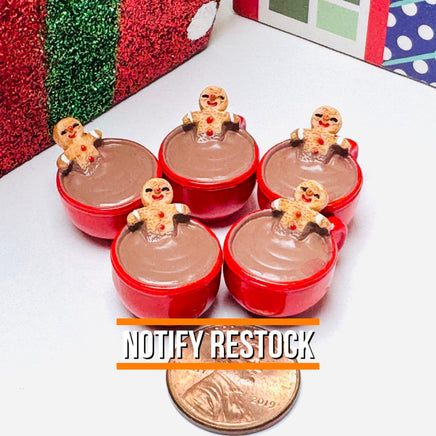 3D Gingerbread Man In Hot Chocolate Mug Christmas Holiday Cabochons Decoden Charm 5pcs PLAYCODE3 LLC Charm