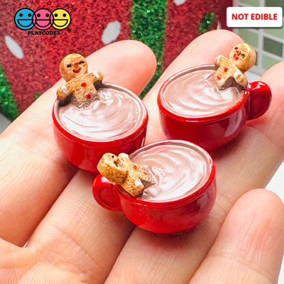 3D Gingerbread Man In Hot Chocolate Mug Christmas Holiday Cabochons Decoden Charm 5pcs PLAYCODE3 LLC Charm