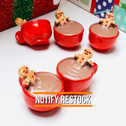 3D Gingerbread Man In Hot Chocolate Mug Christmas Holiday Cabochons Decoden Charm 5pcs PLAYCODE3 LLC Charm
