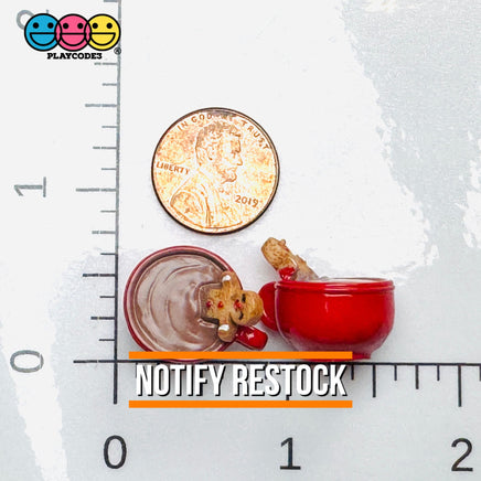 3D Gingerbread Man In Hot Chocolate Mug Christmas Holiday Cabochons Decoden Charm 5pcs PLAYCODE3 LLC Charm