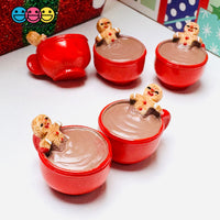 3D Gingerbread Man In Hot Chocolate Mug Christmas Holiday Cabochons Decoden Charm 5pcs PLAYCODE3 LLC Charm