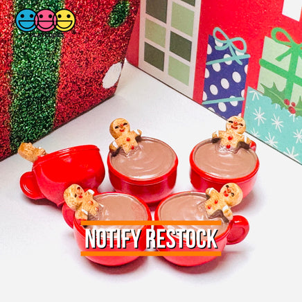 3D Gingerbread Man In Hot Chocolate Mug Christmas Holiday Cabochons Decoden Charm 5pcs PLAYCODE3 LLC Charm