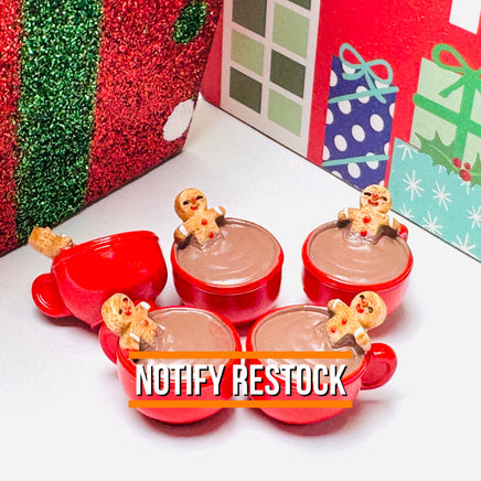 3D Gingerbread Man In Hot Chocolate Mug Christmas Holiday Cabochons Decoden Charm 5pcs PLAYCODE3 LLC Charm