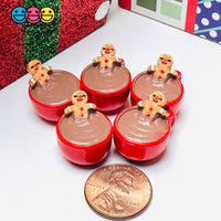 3D Gingerbread Man In Hot Chocolate Mug Christmas Holiday Cabochons Decoden Charm 5pcs PLAYCODE3 LLC Charm