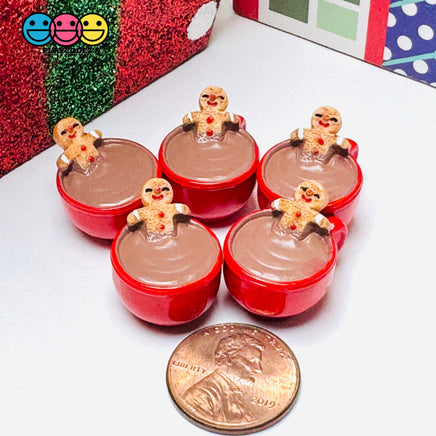 3D Gingerbread Man In Hot Chocolate Mug Christmas Holiday Cabochons Decoden Charm 5pcs PLAYCODE3 LLC Charm