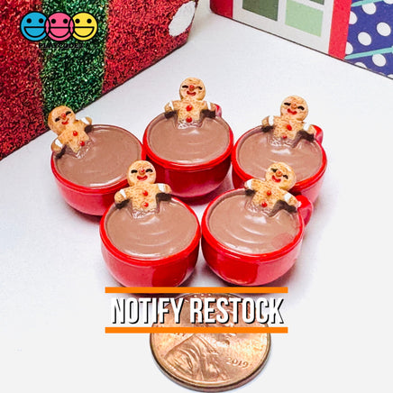 3D Gingerbread Man In Hot Chocolate Mug Christmas Holiday Cabochons Decoden Charm 5pcs PLAYCODE3 LLC Charm
