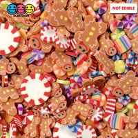 Gingerbread Man Peppermint Candy Shop Fimo Slices Pinwheels Fake Sprinkles Christmas Faux Confetti