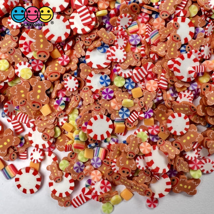 Gingerbread Man Peppermint Candy Shop Fimo Slices Pinwheels Fake Sprinkles Christmas Faux Confetti