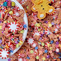 Gingerbread Man Peppermint Candy Shop Fimo Slices Pinwheels Fake Sprinkles Christmas Faux Confetti