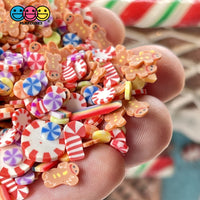 Gingerbread Man Peppermint Candy Shop Fimo Slices Pinwheels Fake Sprinkles Christmas Faux Confetti