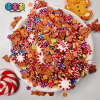 Gingerbread Man Peppermint Candy Shop Fimo Slices Pinwheels Fake Sprinkles Christmas Faux Confetti