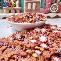 Gingerbread Man Peppermint Candy Shop Fimo Slices Pinwheels Fake Sprinkles Christmas Faux Confetti