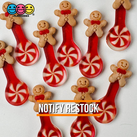 Gingerbread Man Peppermint Spoon Christmas Holiday Flatback Cabochons Decoden Charm 10 Pcs Playcode3
