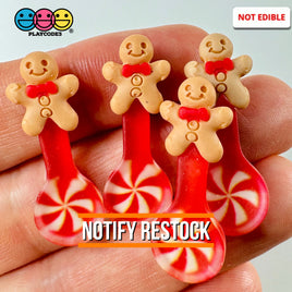 Gingerbread Man Peppermint Spoon Christmas Holiday Flatback Cabochons Decoden Charm 10 Pcs Playcode3