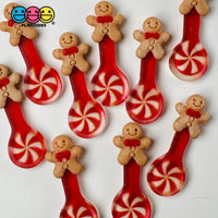 Gingerbread Man Peppermint Spoon Christmas Holiday Flatback Cabochons Decoden Charm 10 Pcs Playcode3