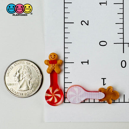 Gingerbread Man Peppermint Spoon Christmas Holiday Flatback Cabochons Decoden Charm 10 Pcs Playcode3