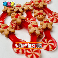 Gingerbread Man Peppermint Spoon Christmas Holiday Flatback Cabochons Decoden Charm 10 Pcs Playcode3