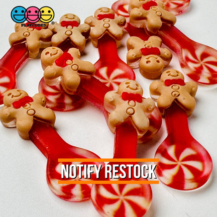 Gingerbread Man Peppermint Spoon Christmas Holiday Flatback Cabochons Decoden Charm 10 Pcs Playcode3