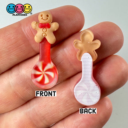 Gingerbread Man Peppermint Spoon Christmas Holiday Flatback Cabochons Decoden Charm 10 Pcs Playcode3