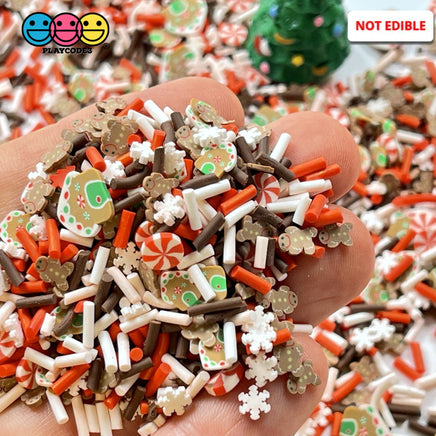 Gingerbread Man White Christmas Peppermint Dream Fimo Mix Fake Clay Sprinkles Funfetti Sprinkle