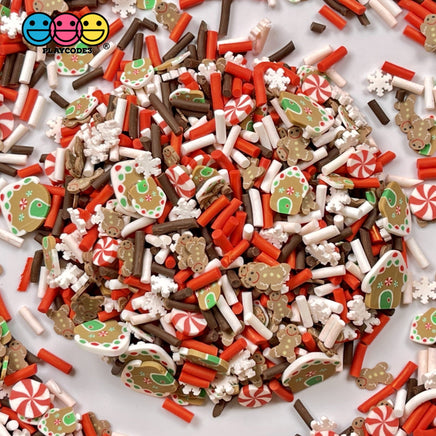 Gingerbread Man White Christmas Peppermint Dream Fimo Mix Fake Clay Sprinkles Funfetti Sprinkle