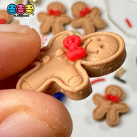 Gingerbread Man With Red Bow Fake Cookie Charm Christmas Cookies Cabochons 10 Pcs