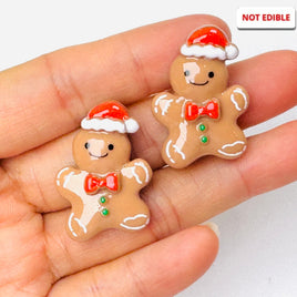 Gingerbread Man With Santa Hat Christmas Holiday Flatback Cabochons Decoden Charm 10 Pcs Playcode3