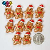 Gingerbread Man With Santa Hat Christmas Holiday Flatback Cabochons Decoden Charm 10 Pcs Playcode3