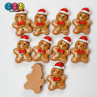 Gingerbread Man With Santa Hat Christmas Holiday Flatback Cabochons Decoden Charm 10 Pcs Playcode3